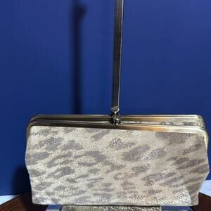 Vintage HOBO International Lauren Clutch Silver Leather Wallet
